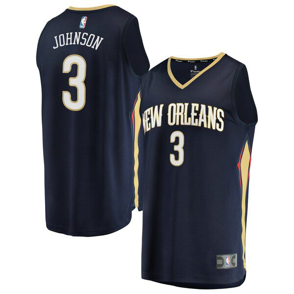Maillot New Orleans Pelicans Homme Stanley Johnson 3 Icon Edition Bleu marin